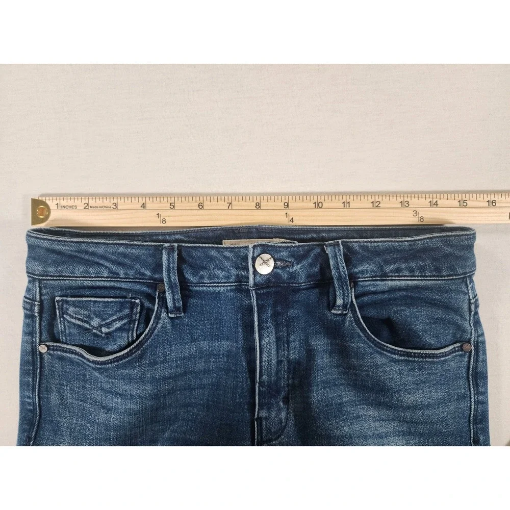 Anthropologie Unpublished Flare Jeans Women 29 Mid Rise Raw Hem Stretch‎ Retro